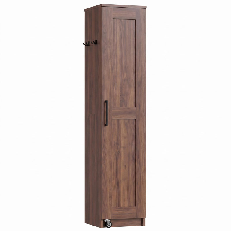 Garde-manger étroit avec 12 tablettes de rangement, armoire de rangement mince à porte simple de 72 po avec 6 tablettes réglables, support de porte et roulettes verrouillables