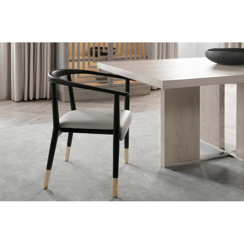 Upholstered Arm Chair, Matte Black