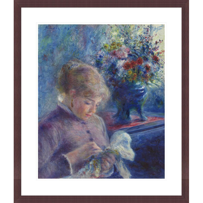 «Young Woman Sewing» par Pierre-Auguste Renoir, impression giclée encadrée, H 27,19 po x l 23,5 po