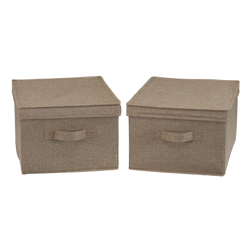 Latte Linen Large Stackable Storage Box with Lid Set