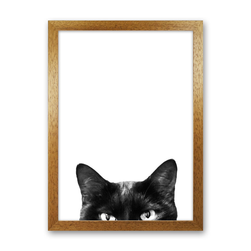 Black Cat by Victoria Frost - Print, 46cm H x 34cm W x 3cm D, Oak Framed