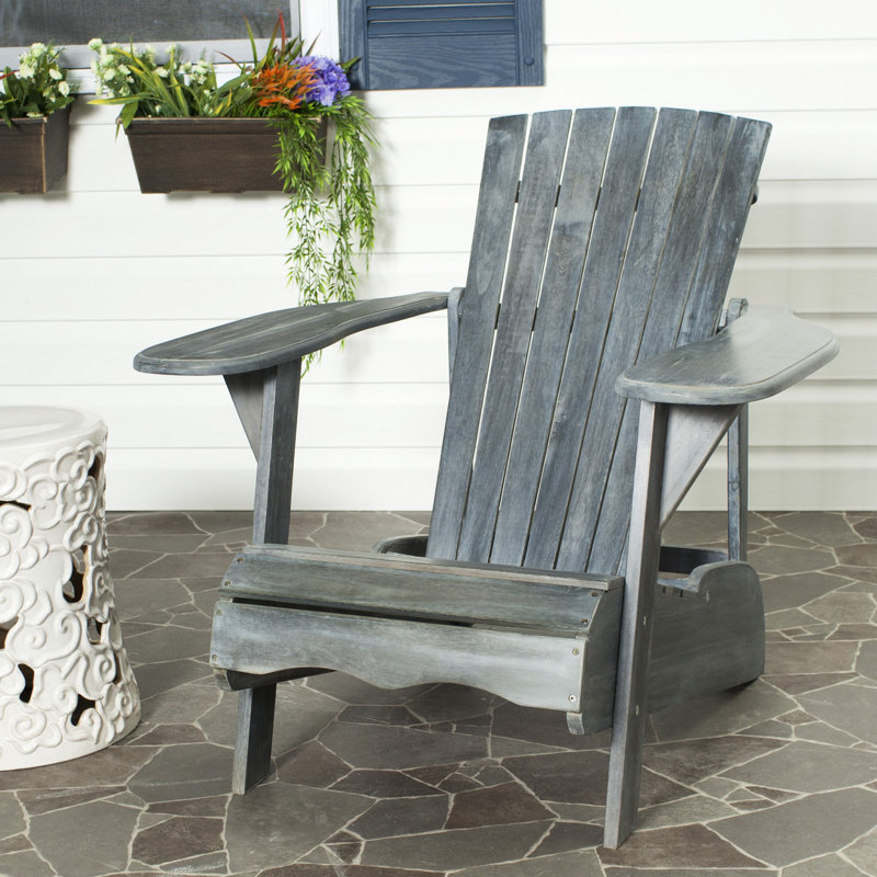 Melida Acacia Outdoor Adirondack Chair, Ash Grey