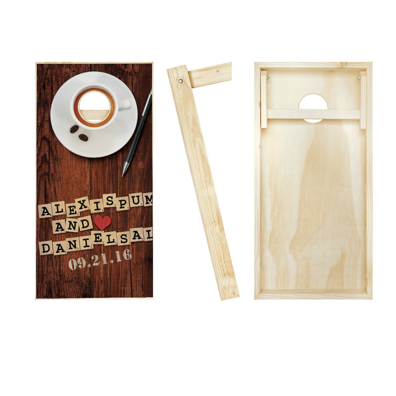 Ensemble de jeu de mots de mariage en bois massif 2 'x 4' Couples, Rouge / Jaune