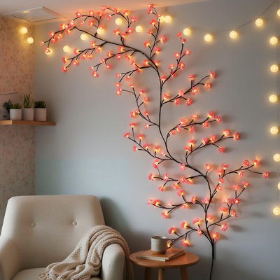 7.55 FT 144 LED Cherry Blossom Tree Branch Lights for Wall,8 Modes Artificial Pink Cherry Blossom Garland,Willow Vine Lights