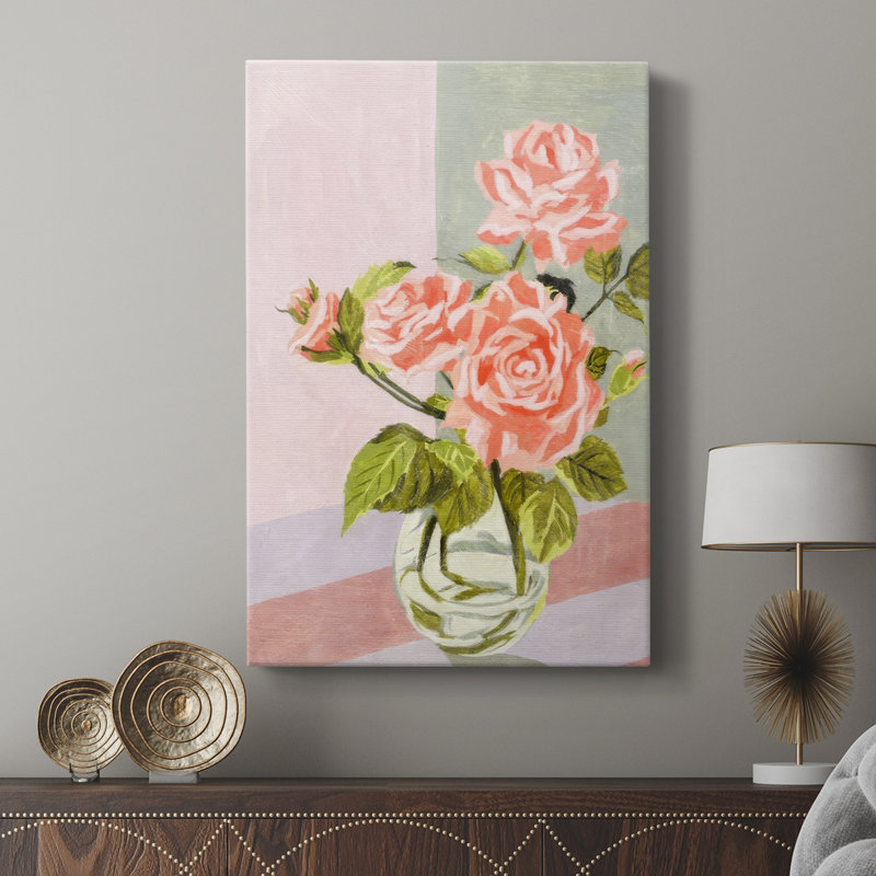Douces roses I - galerie tendue sur mesure Cavas, H 27 po x l 18 po