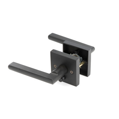 Linkaa Door Lever, Matte Black Finish Door Handles Sqaure Shape, Door Lock For  Bedroom Bathroom,Lock Exterior/Interior Door Handle.