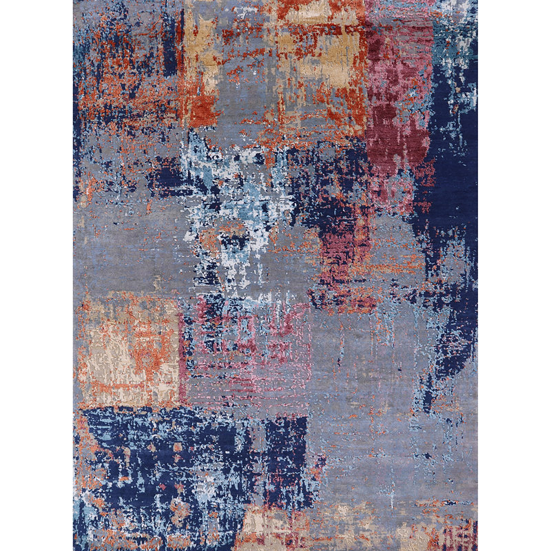 Tapis rouge / bleu à motif abstrait Breesport, Rectangle 7 pi x 10 pi