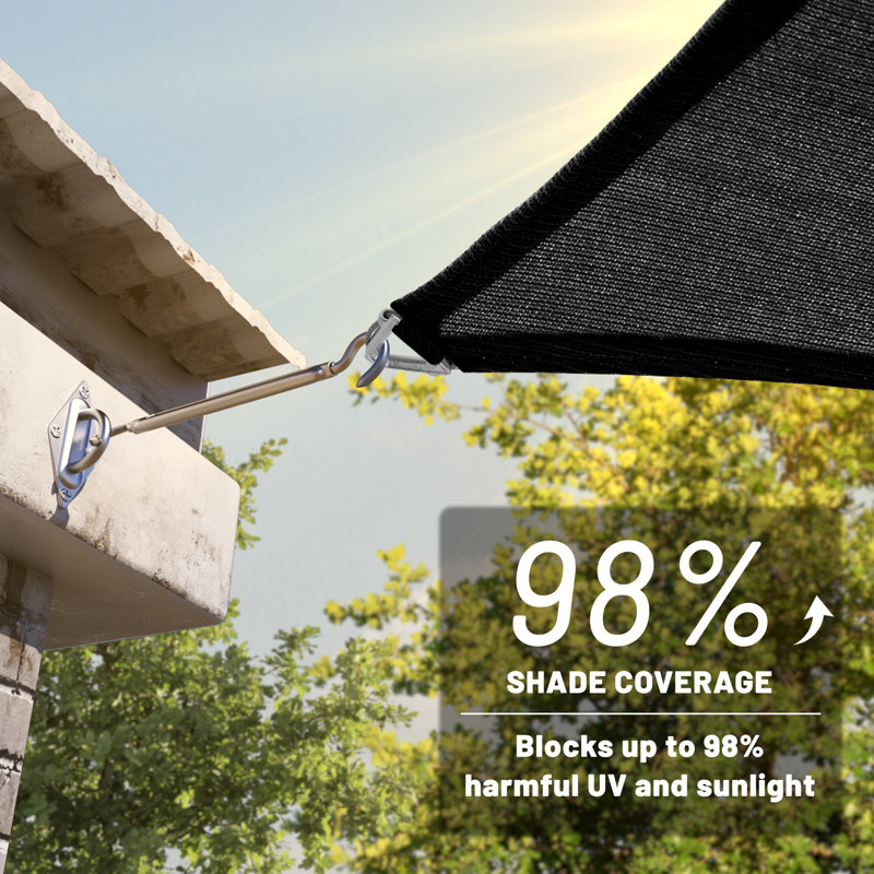 Colourtree Customize Pro Ring Triangle Sun Shade Sail 260 GSM, 10 pi x 13 pi x 16,4 pi, Noir, noir, noir, noir