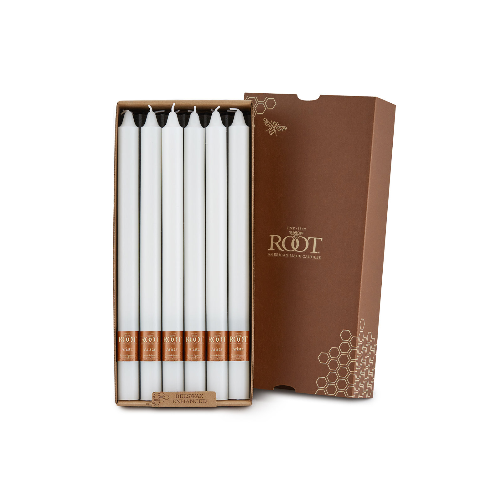 Root Candles Unscented Taper Candle, 12" H x 0.88" W x 0.88" D, White