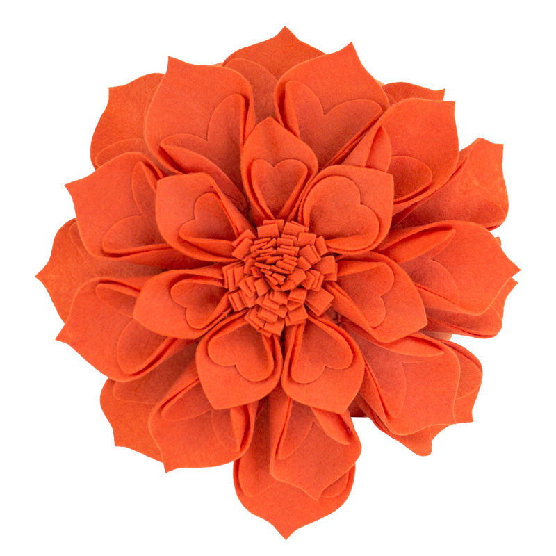 Floral Throw Pillow, 13" x 13", Terracotta