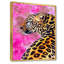 Léopard doré avec taches noires sur fond rose - reproduction sur toile-67339309-67339317-119770514