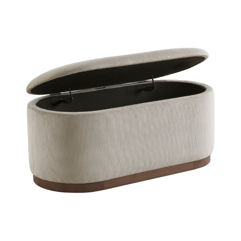 Banc avec rangement relevable Sio, tissu velours côtelé taupe, brun 43 po