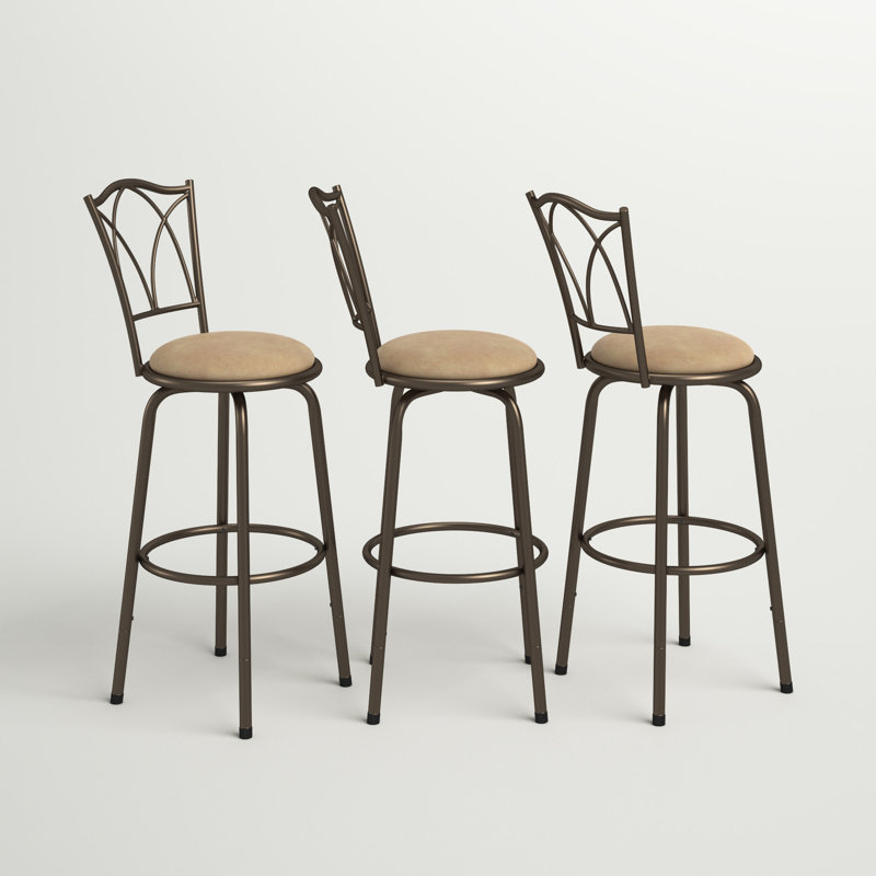 Basche Swivel Upholstered Adjustable Height Counter Stool with Metal Frame