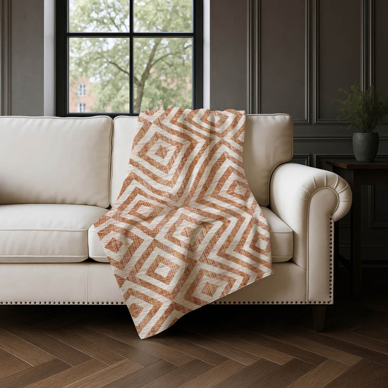 Jeté géométrique Addison Sherpa ASB733, Terracotta