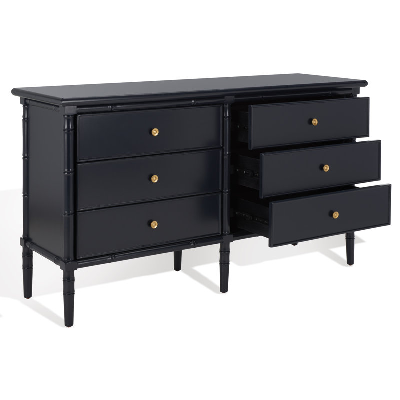  6 Drawer 56" W Double Dresser, Bleu marine