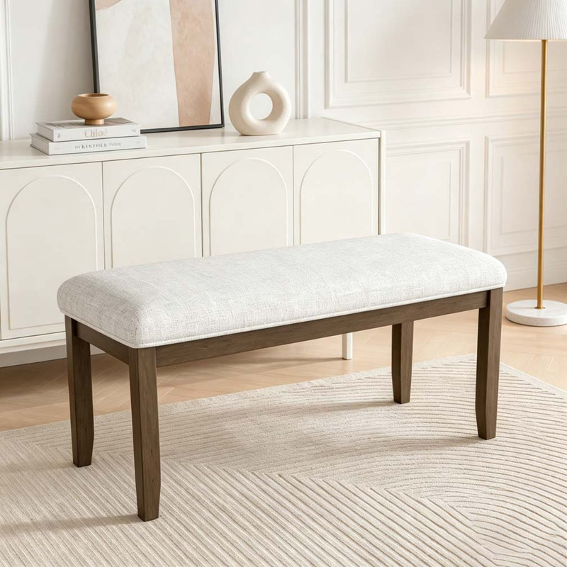 Banc rembourré pour chambre à coucher, Beige+Brown