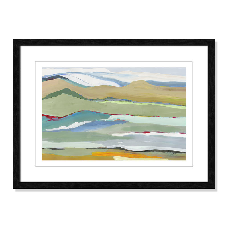 Dee Goodbye Summer on the Hills - Picture Frame Painting, Black Wood Framed, 17" H x 23" W x 0.75" D