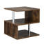 Table de bout moderne de 20 po Homcom, table d'appoint en forme de S avec tablette de rangement et poteaux en acier, finition brun rustique