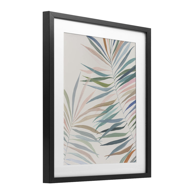 «Pastel Tropical Harmony», reproduction sous verre encadrée, design par Hannah Dawson, H 16 po x l 13 po, Cadre noir minuit
