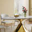 Luxueux ensembles de table de salle à manger en marbre avec base en acier doré pour la maison