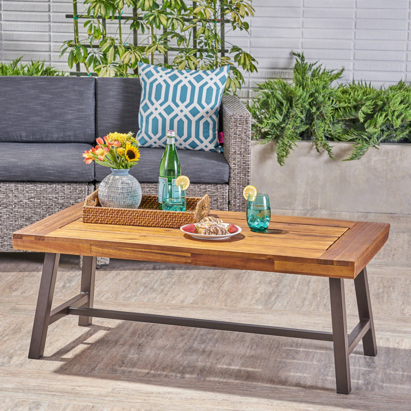 Table basse en bois - industrielle moderne avec lattes et panneaux de lattes captivants, 46,45 po x 24,47 po x 17,99 po