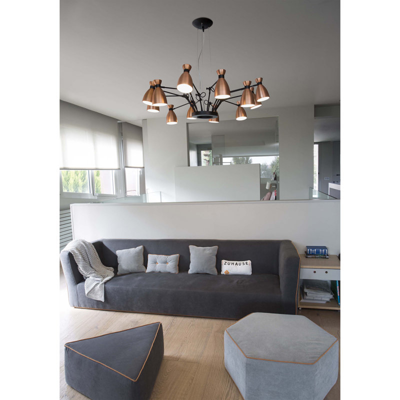 Giron 12 - Light Grey Cluster Pendant, Copper