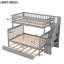 Lit superposé simple au-dessus d'un lit double avec lit gigogne et escalier gris - Design de qualité, solution peu encombrante et ajout pratique-100609333-100609328