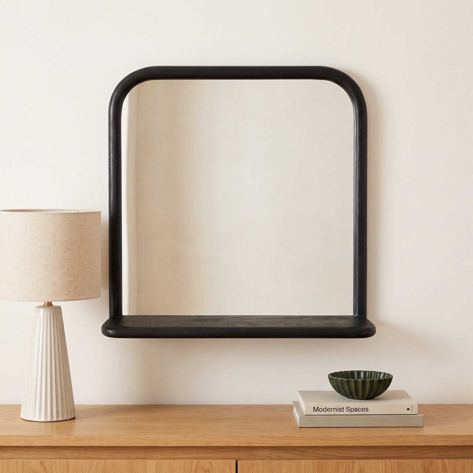 Charlemont Solid Wood Accent Wall Mirror, Black