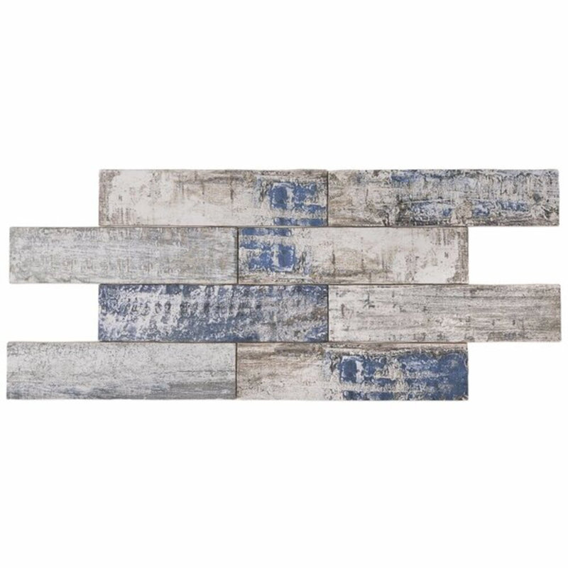 Bayou 3x12 Matte Ceramic Subway Tile, Blue/White