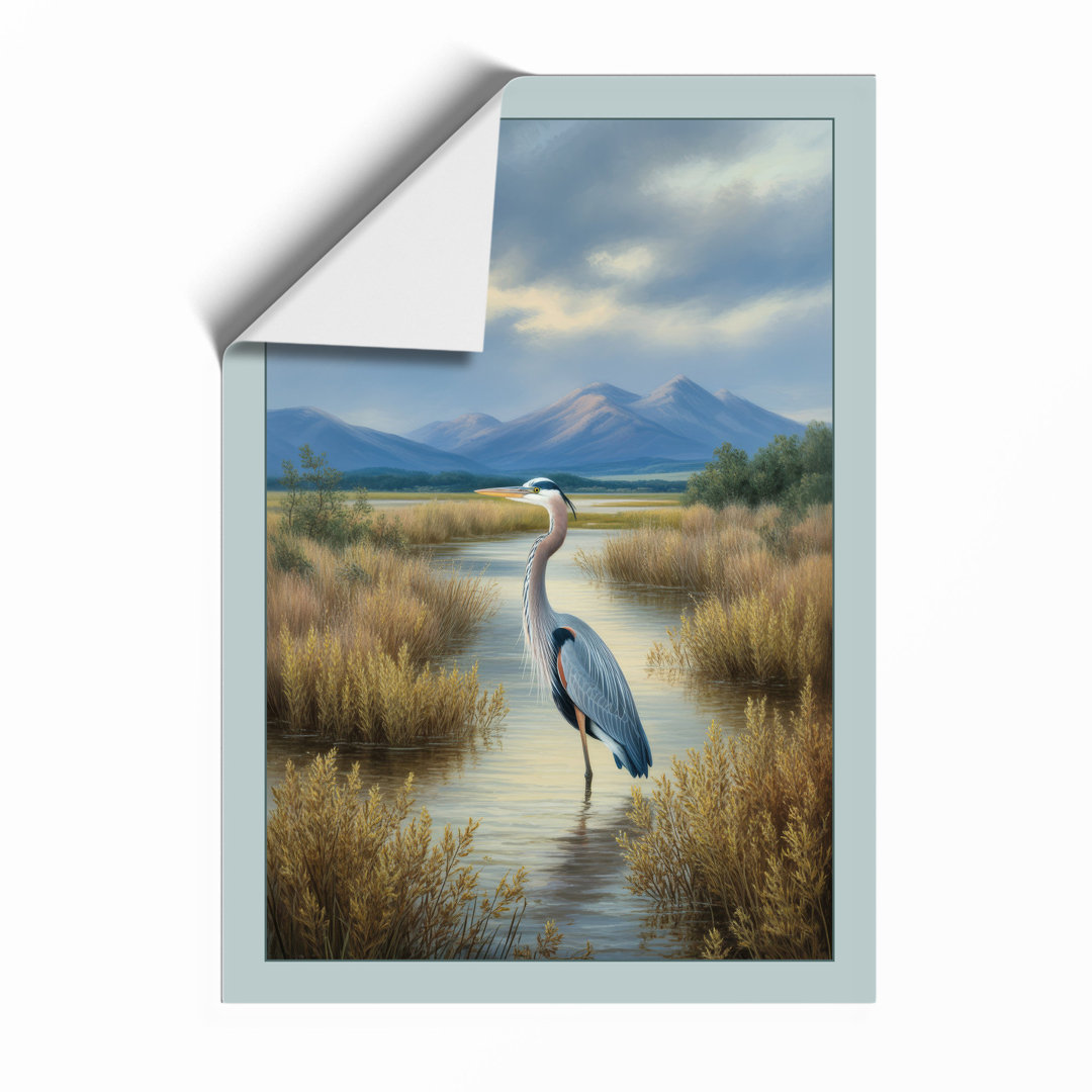 Heron in Wetland Coastal - Framed Print