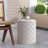 Antique White Concrete Side Table With Nautical Rope Trim - 15.59" W X 18.62" H No Assembly Needed End Decoration Tall Ready To Use