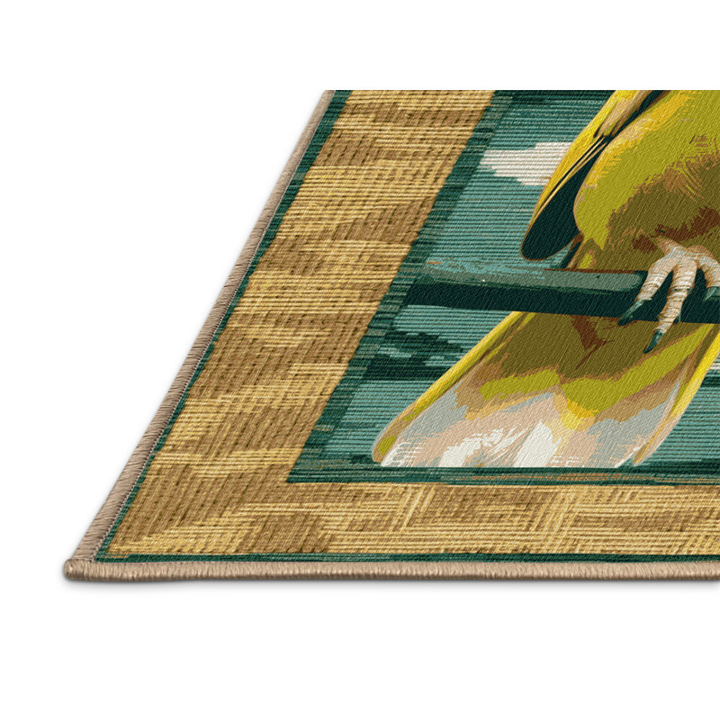  Tapis lavable jaune canari, Rond 3 pi