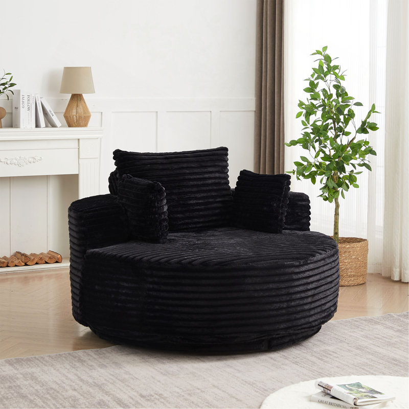 Boneless 55''L Chenille Foam Single Swivel Chair, Fluffy Modern Sleeper, 360 Degree Swivel Chair For Living Room, Bedroom, Lounge And Projection Room