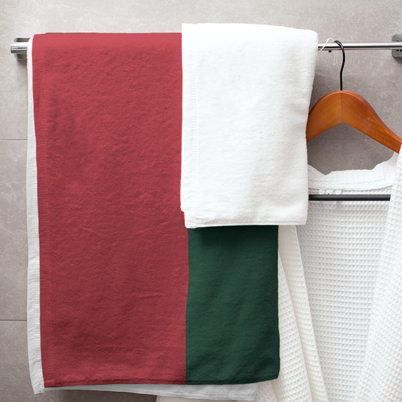 Lightweight Bath Towel, Iron Range Red/Forest Green/Minnesota Wheat, Poly/Cotton