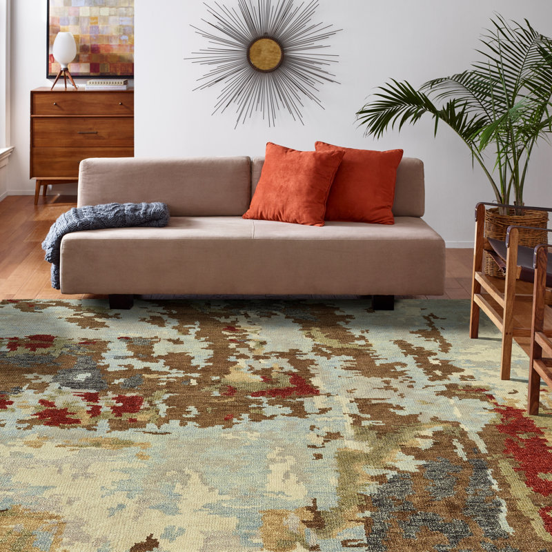 Chandley Wool Abstract Area Rug in Brown/Gray, Rectangle 2' x 3'