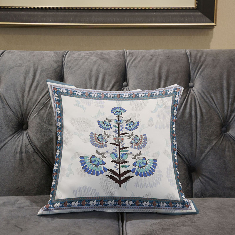 Housse et insert de coussin décoratif en polyester, 20 po x 20 po, Blanc / gris