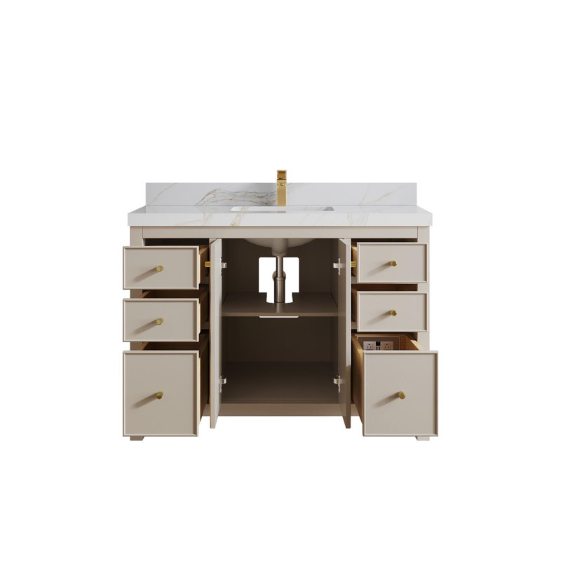 Meuble-lavabo simple 48 po avec comptoir en quartz Chicago