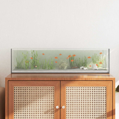 Aquarium with Storage Transparent Glass Rectangular Fish Tank Habitat