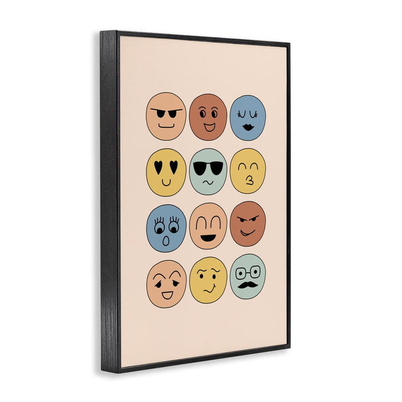 «Divers Expression Smileys», estampe numérique encadrée par JJ Design House, LLC., H 18 po x l 12 po