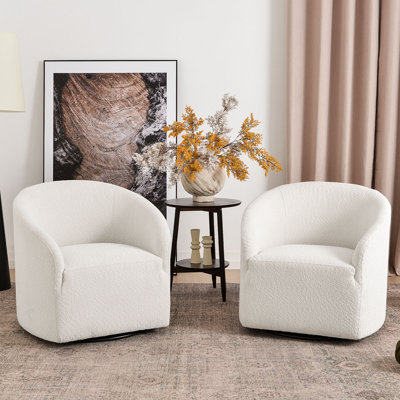 Ensemble de 2 chaises demi-tonneau pivotantes rembourrées sans assemblage Charleene