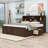 King Two Drawers Wood Platform Bed with Headboard and USB-106897436