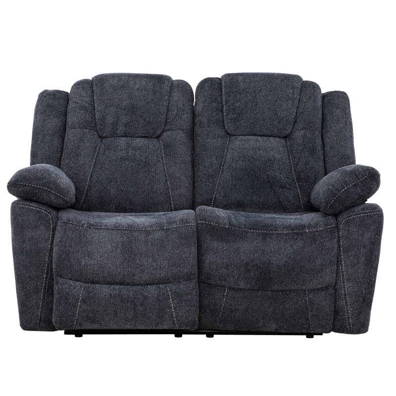 Anakin 59 in. Dark Grey Fabric Reclining Loveseat