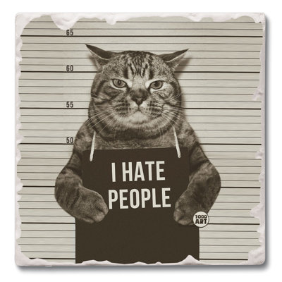 Sous-verre simple Hate People Cat