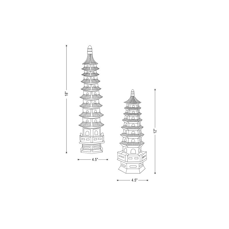2 Piece Pagoda Objects Set