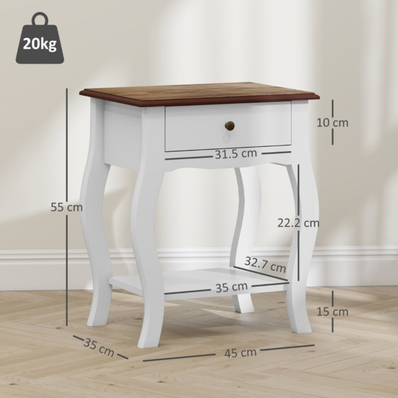 45cm W Engineered Wood Bedside Table