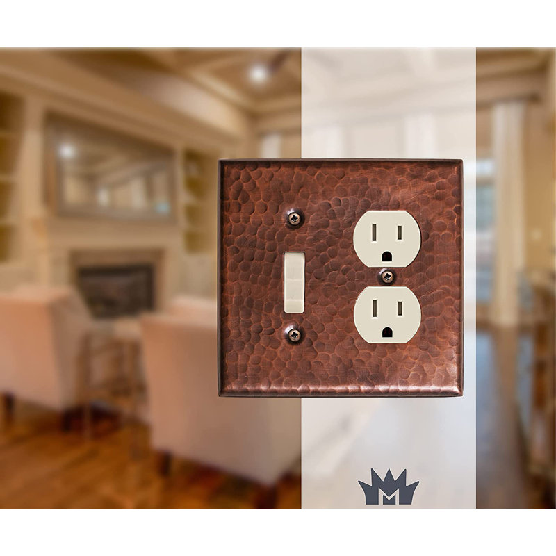 Hand Hammered 2-Gang Toggle/Duplex Combination Standard Wall Plate, Copper
