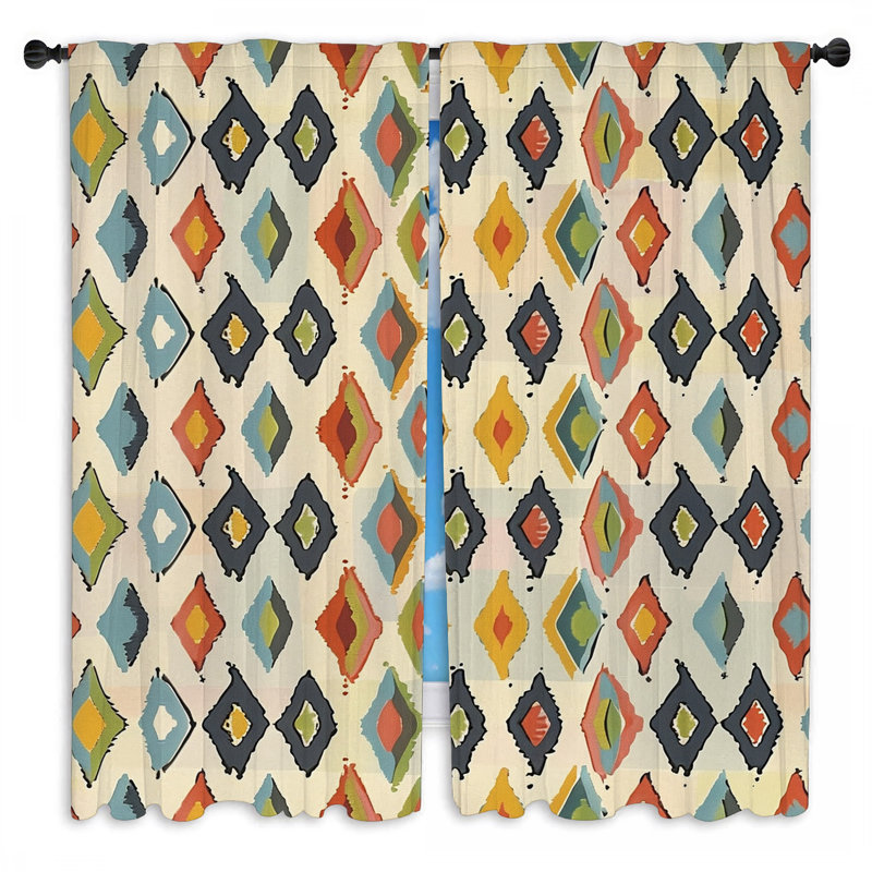 Rideaux à motif géométrique Southwestern - 2 panneaux, L 40 po x L 61 po