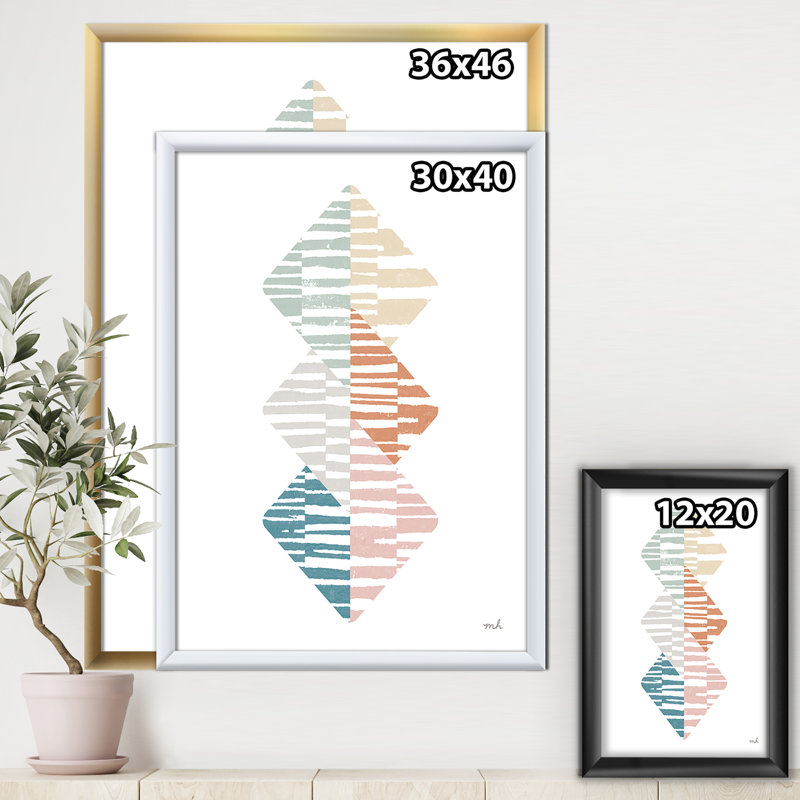 « aquarelle géométrique triangle ii »-cadre photo sur toile, Cadre noir, H 46 po x l 36 po x P 1,5 po