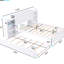 Grand lit plateforme avec rangement gigogne simple TG, construction en bois massif blanc et solide, construction de gigognes et de gigognes pour chambre à coucher, tête de lit fonctionnelle