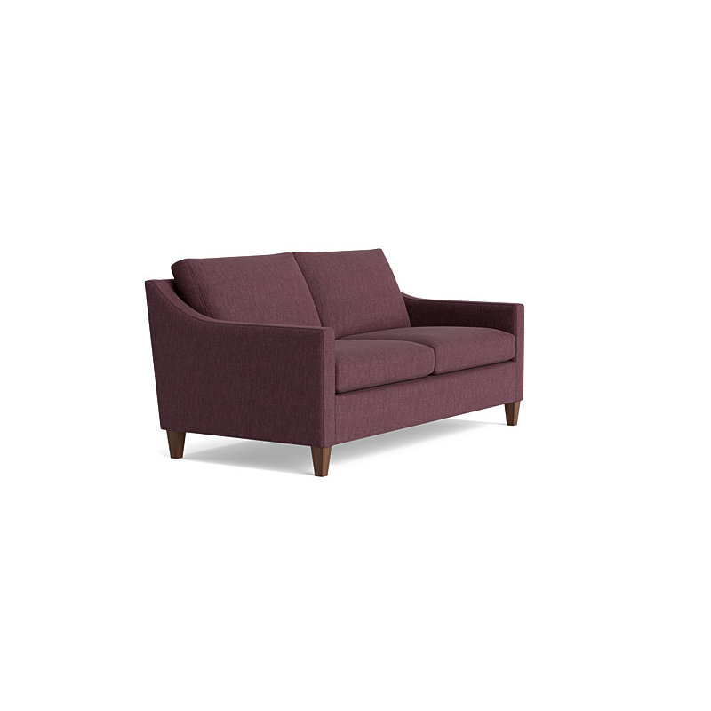 Vera Loveseat (70"), Walnut Finish (Angled), Performance Weave - Aubergine
